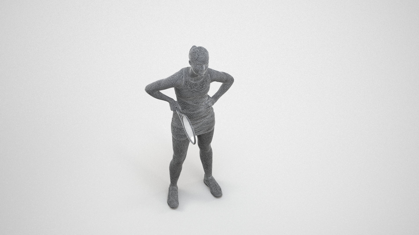 realistic 3D girl sport, scanned archviz people for Blender and 3ds Max, wireframe three-quarter view
