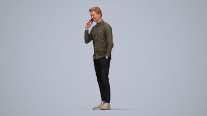 realistic 3D human man casual standing, archviz people FBX OBJ for Blender, top-down view render