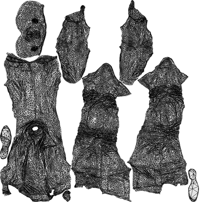 3D scanned man walking casual, photorealistic archviz people for Enscape and SketchUp, wireframe top-down view