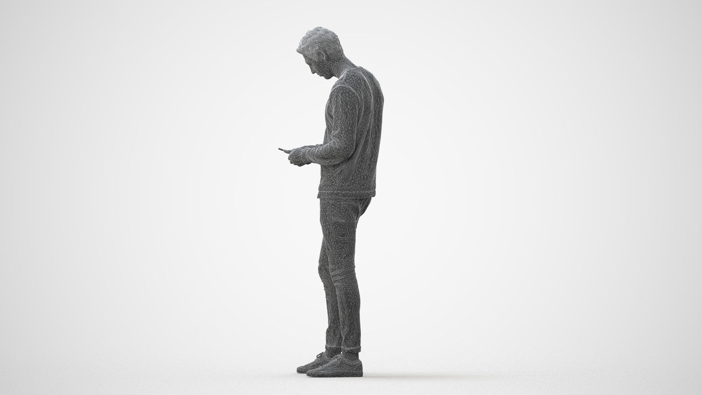 3D people model man casual standing, scanned human for 3ds Max rendering, square thumbnail