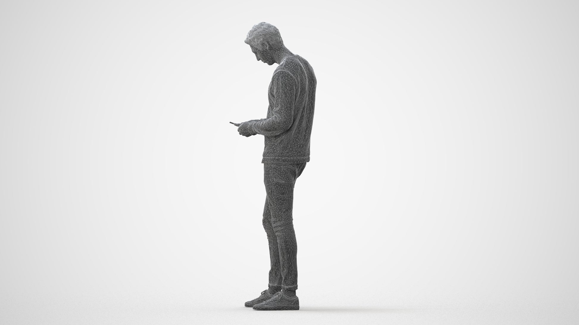3D people model man casual standing, scanned human for 3ds Max rendering, square thumbnail