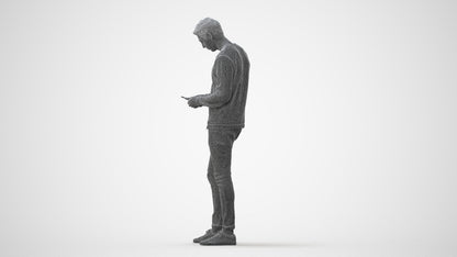 3D people model man casual standing, scanned human for 3ds Max rendering, square thumbnail