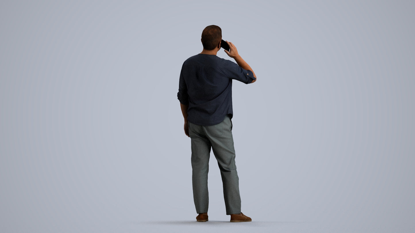 scanned 3D man casual standing, photogrammetry people for Enscape and V-Ray, front view render