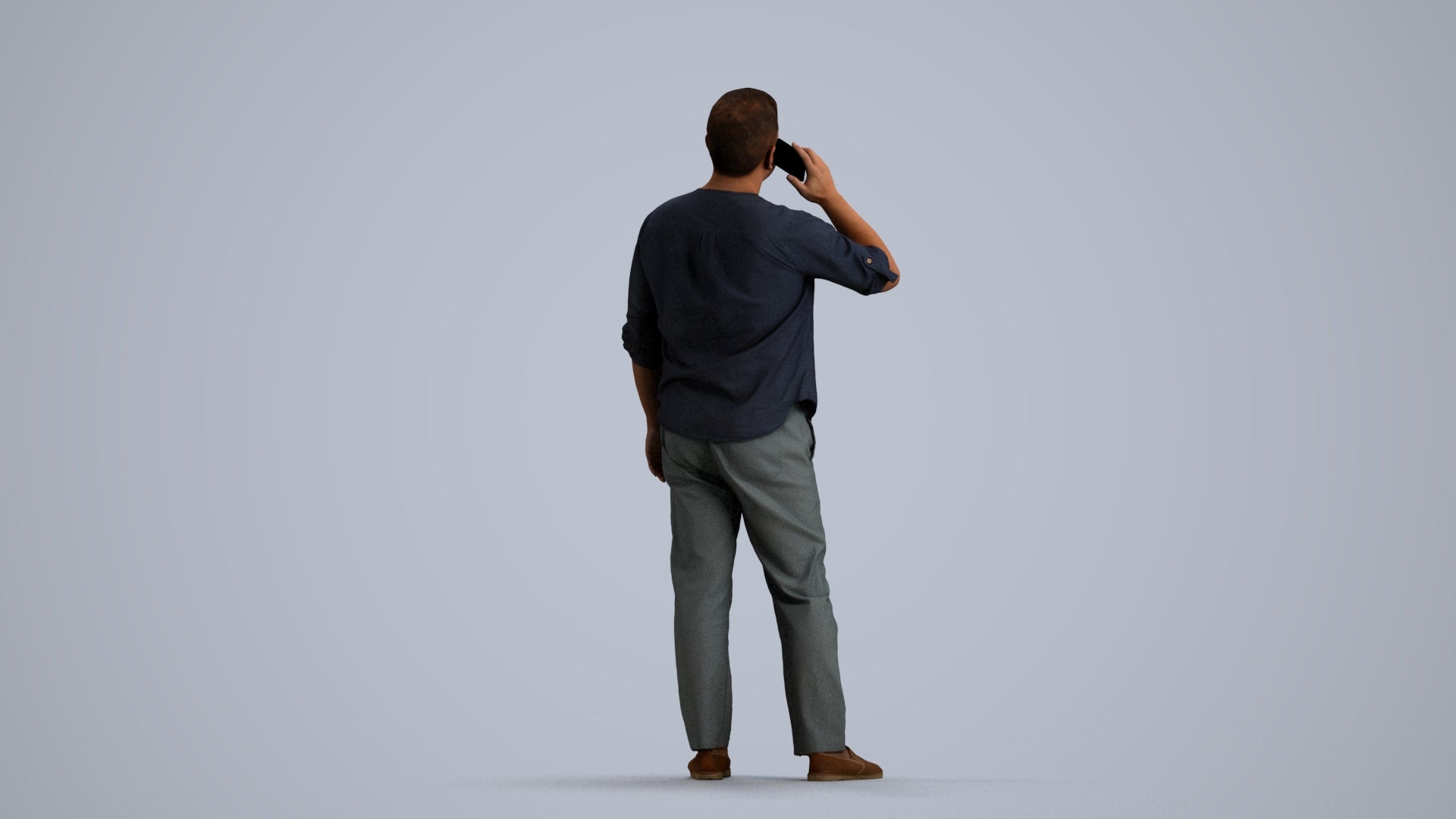 scanned 3D man casual standing, photogrammetry people for Enscape and V-Ray, front view render