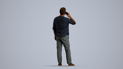 scanned 3D man casual standing, photogrammetry people for Enscape and V-Ray, front view render
