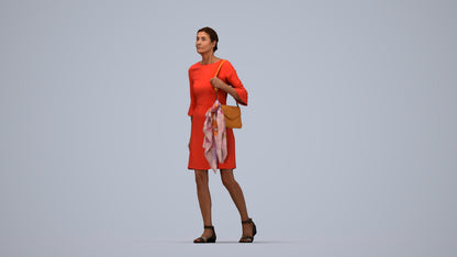 realistic 3D people senior woman business walking, render-ready for V-Ray and Corona, FBX OBJ, top-down view render