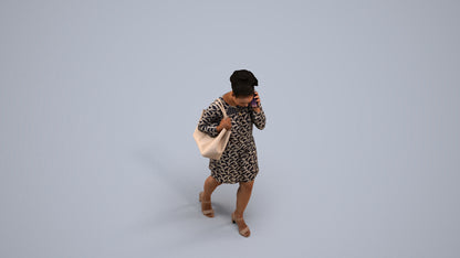 3D people model woman casual walking, scanned human for 3ds Max rendering, back view render