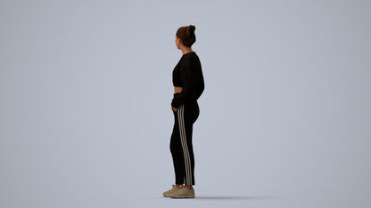 realistic 3D woman sport, scanned archviz people for Blender and 3ds Max, three-quarter view render
