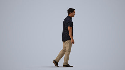 scanned 3D man casual walking, photogrammetry people for Enscape and V-Ray, side view render