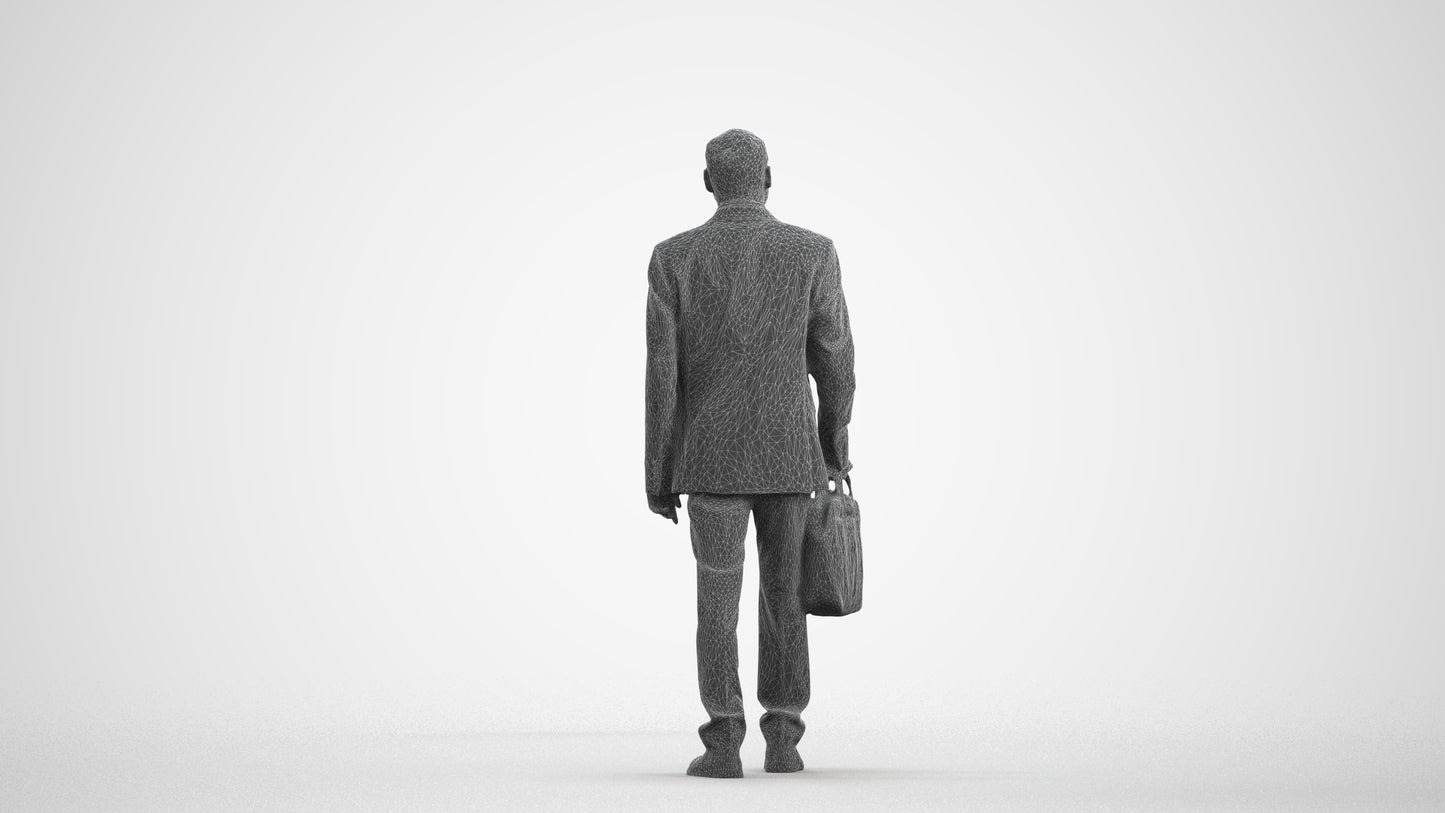 realistic 3D human man business, archviz people FBX OBJ for Blender, wireframe front view
