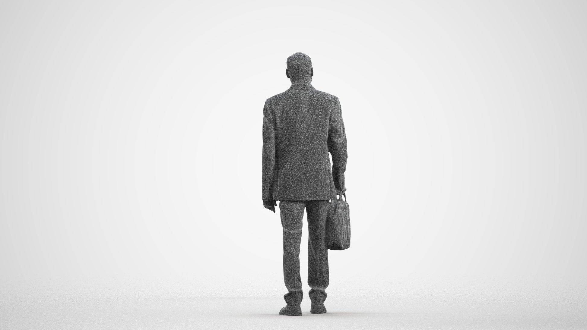 realistic 3D human man business, archviz people FBX OBJ for Blender, wireframe front view