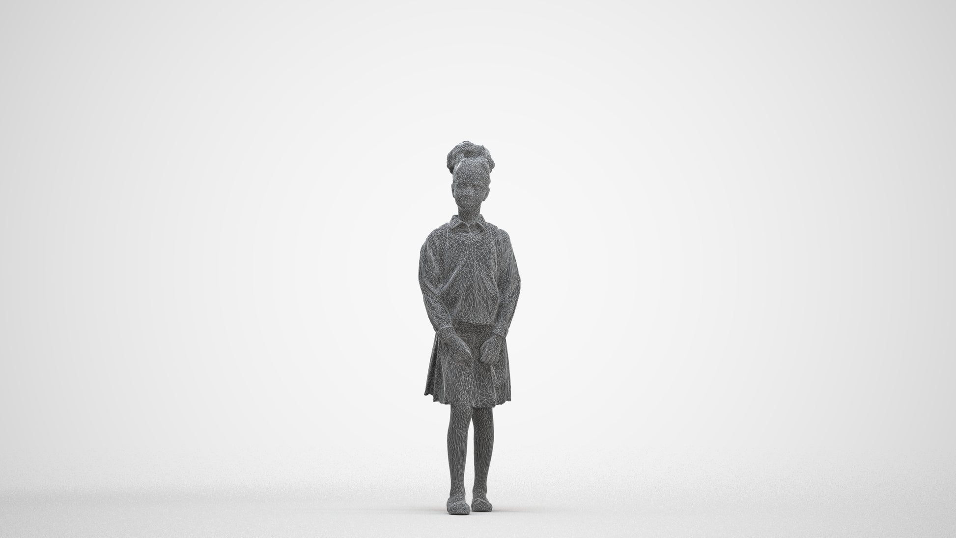 realistic 3D human girl kids, archviz people FBX OBJ for Blender, three-quarter front view render