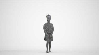 realistic 3D human girl kids, archviz people FBX OBJ for Blender, three-quarter front view render