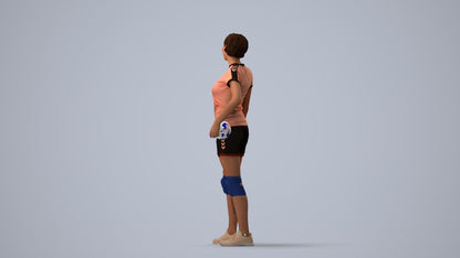 realistic 3D human woman sport, archviz people FBX OBJ for Blender, three-quarter view render