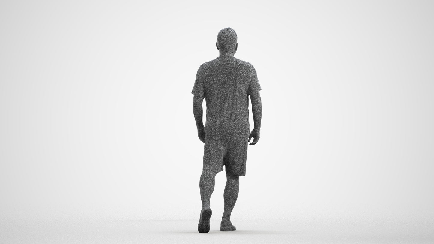 3D people model man sport, scanned human for 3ds Max rendering, wireframe front view