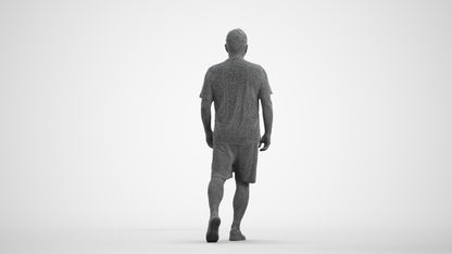 3D people model man sport, scanned human for 3ds Max rendering, wireframe front view
