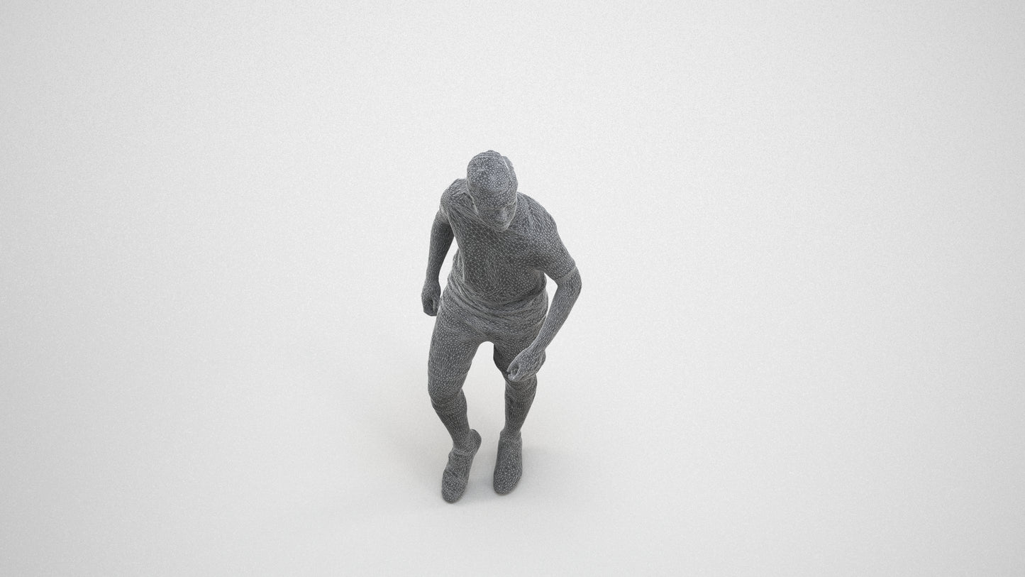 scanned 3D boy sport, photogrammetry people for Enscape and V-Ray, wireframe three-quarter view