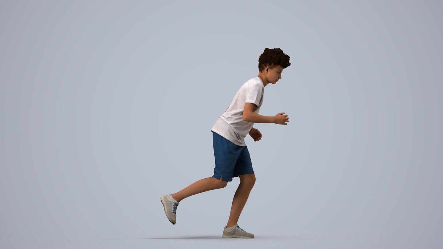 realistic 3D people boy casual kids, render-ready for V-Ray and Corona, FBX OBJ, side view render