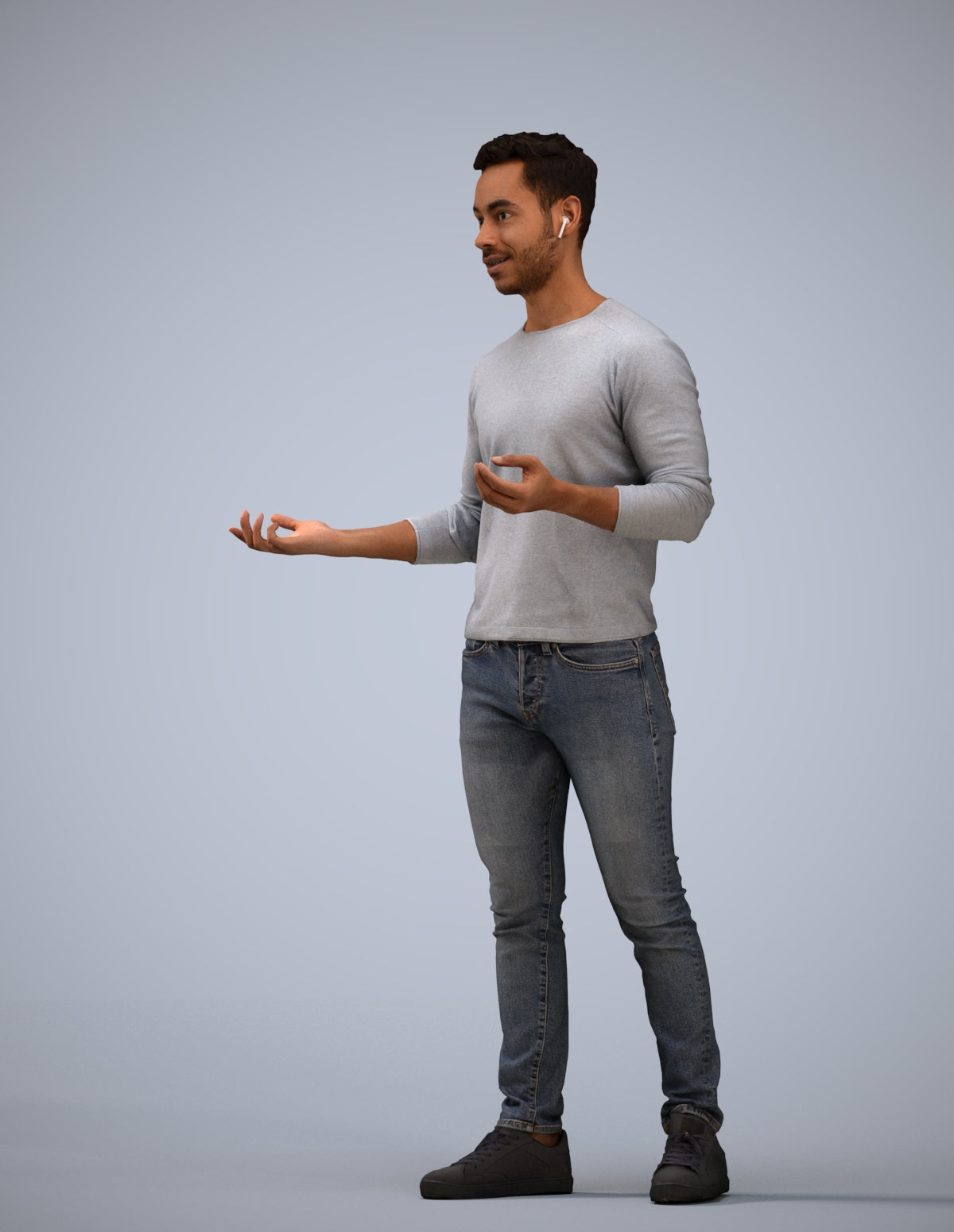 realistic 3D man casual standing, scanned archviz people for Blender and 3ds Max