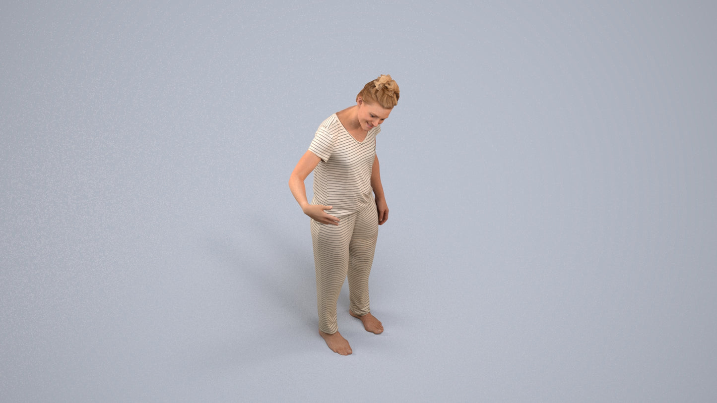 photogrammetry 3D woman bathroom, realistic human model archviz FBX, back view render