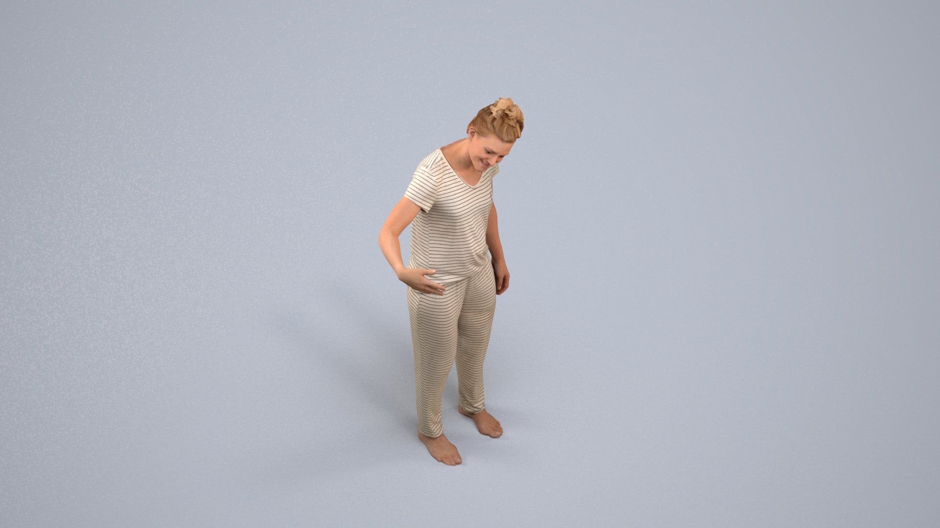 photogrammetry 3D woman bathroom, realistic human model archviz FBX, back view render
