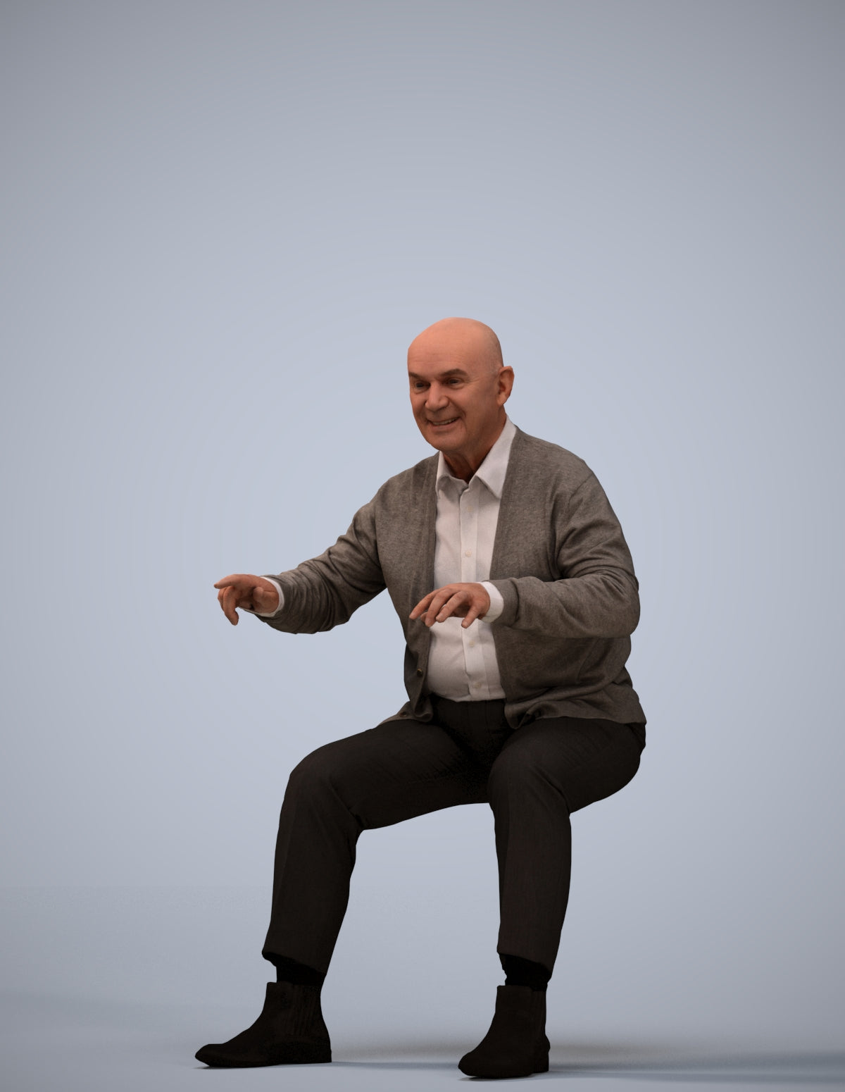3D scanned senior man business, photorealistic archviz people for Enscape and SketchUp