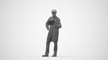 photogrammetry 3D man standing, realistic human model archviz FBX, wireframe back view
