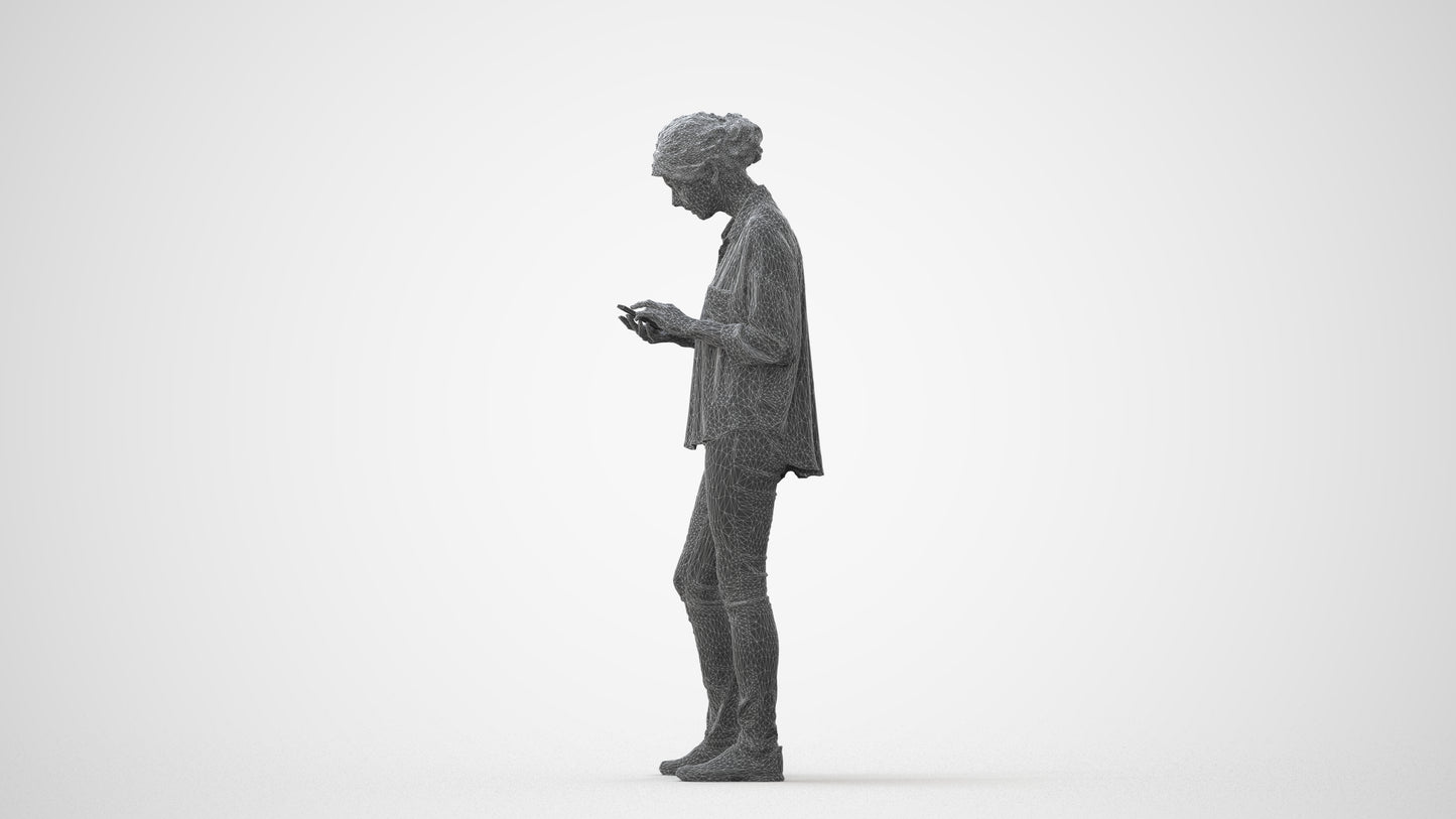 realistic 3D people woman casual standing, render-ready for V-Ray and Corona, FBX OBJ, square thumbnail