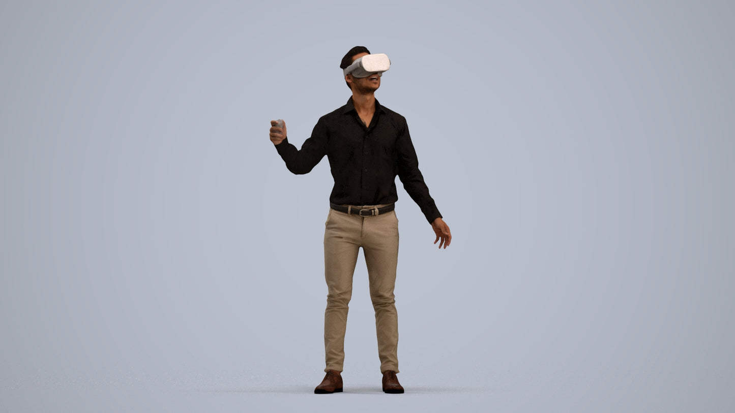 photogrammetry 3D man business standing, realistic human model archviz FBX, standing pose render