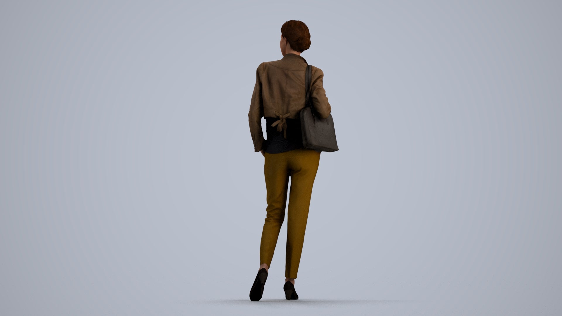 scanned 3D woman casual standing, photogrammetry people for Enscape and V-Ray, front view render