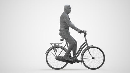 realistic 3D people man casual cycling, render-ready for V-Ray and Corona, FBX OBJ, wireframe side view