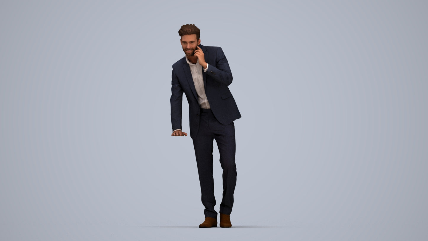 realistic 3D human man business, archviz people FBX OBJ for Blender, top-down view render