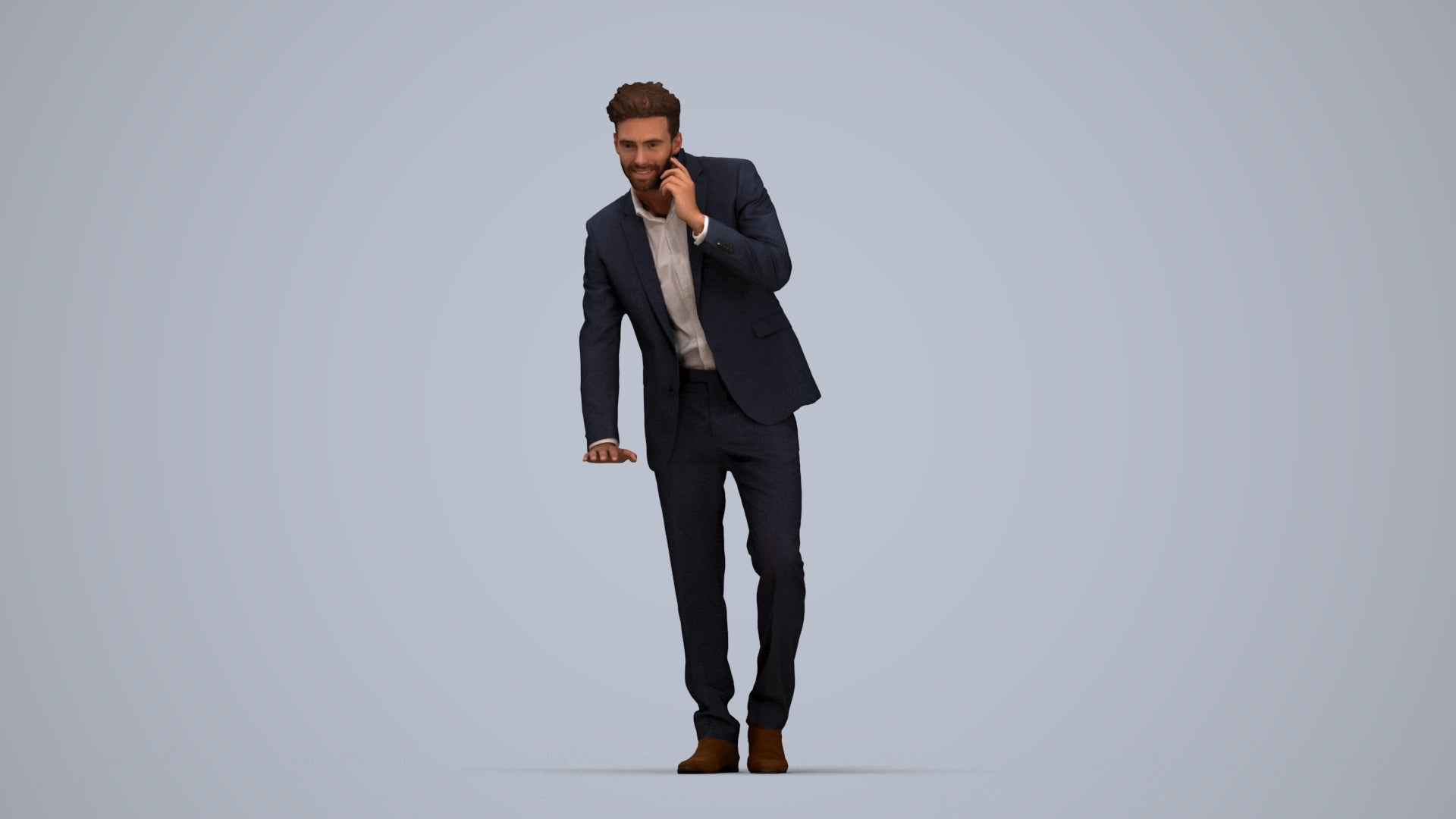 realistic 3D human man business, archviz people FBX OBJ for Blender, top-down view render