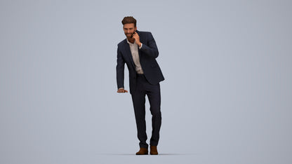 realistic 3D human man business, archviz people FBX OBJ for Blender, top-down view render