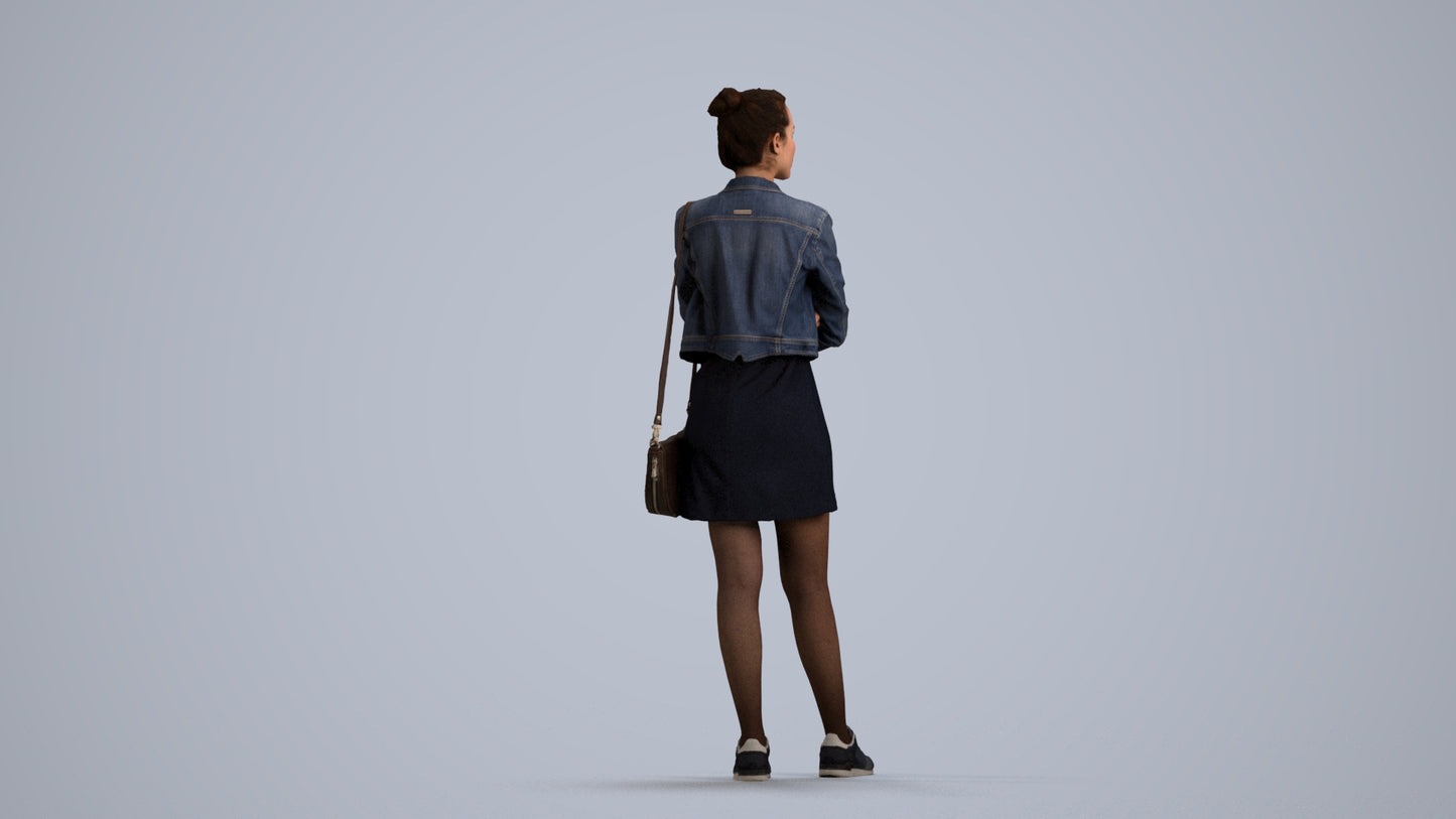 photogrammetry 3D woman casual standing, realistic human model archviz FBX, front view render