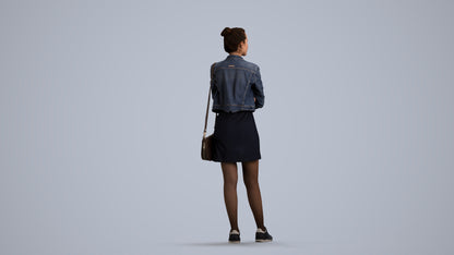 photogrammetry 3D woman casual standing, realistic human model archviz FBX, front view render