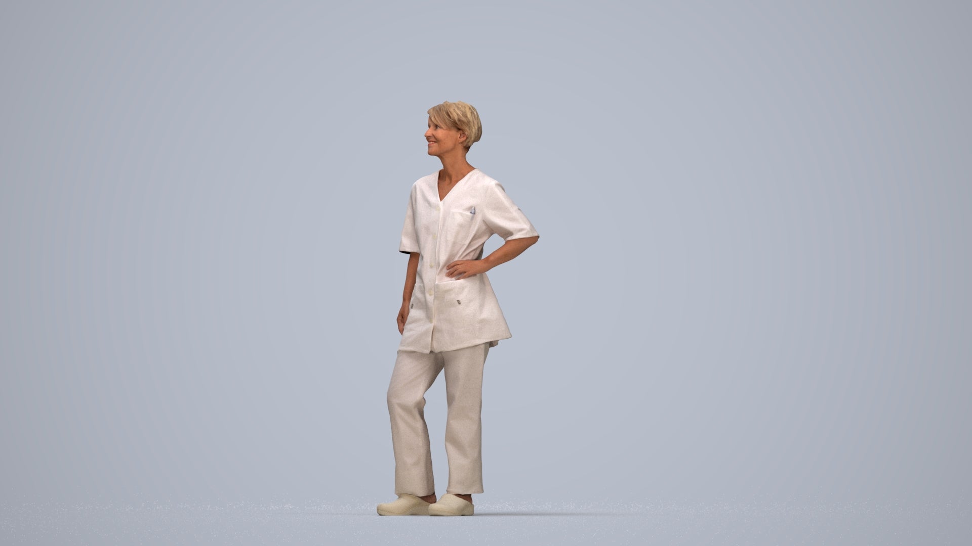scanned 3D senior woman medical, photogrammetry people for Enscape and V-Ray, top-down view render