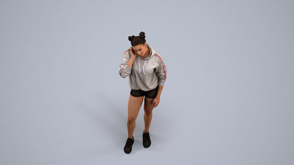 3D people model woman standing, scanned human for 3ds Max rendering, back view render