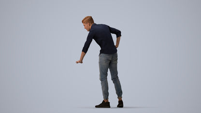 realistic 3D human man casual standing, archviz people FBX OBJ for Blender, three-quarter view render