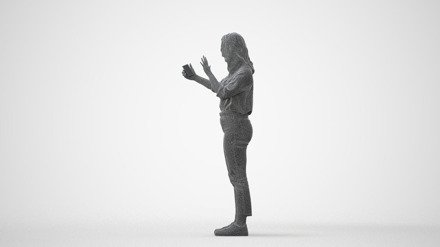 3D scanned woman standing casual, photorealistic archviz people for Enscape and SketchUp, square thumbnail