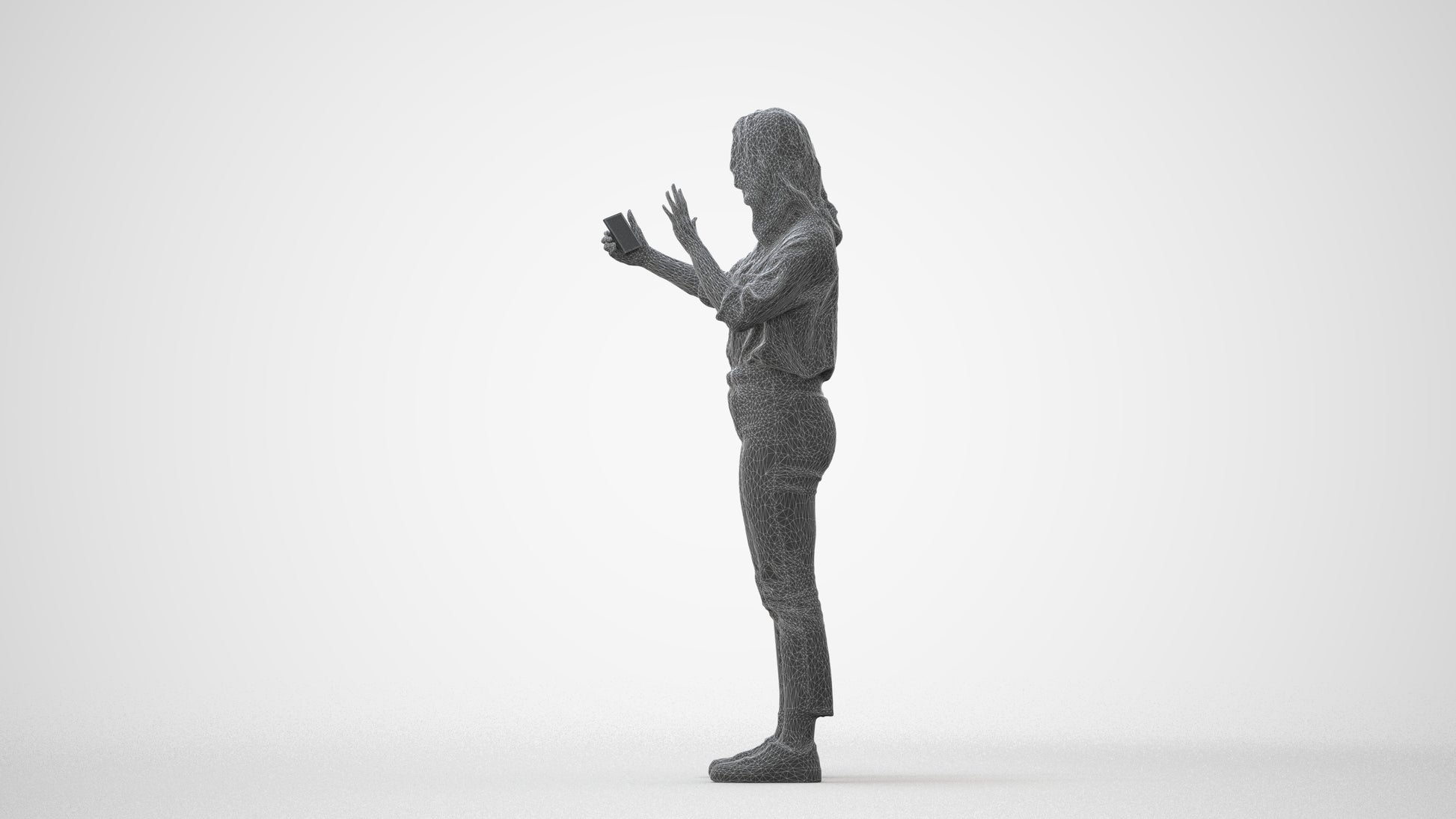 3D scanned woman standing casual, photorealistic archviz people for Enscape and SketchUp, square thumbnail