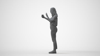 3D scanned woman standing casual, photorealistic archviz people for Enscape and SketchUp, square thumbnail