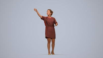realistic 3D woman casual standing, scanned archviz people for Blender and 3ds Max, top-down view render