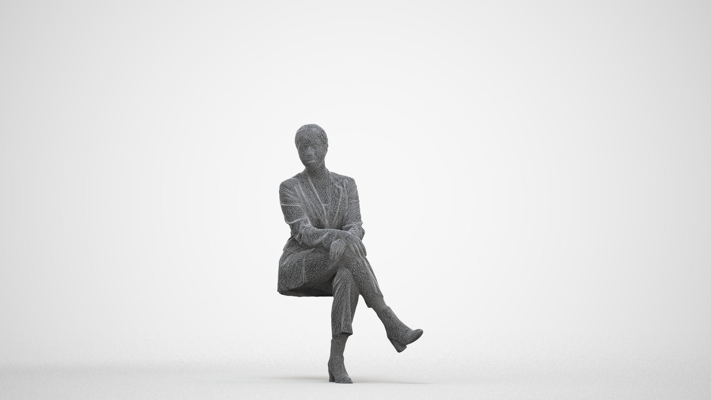 3D people model woman business, scanned human for 3ds Max rendering, three-quarter front view render