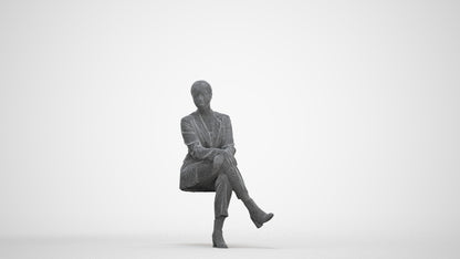 3D people model woman business, scanned human for 3ds Max rendering, three-quarter front view render