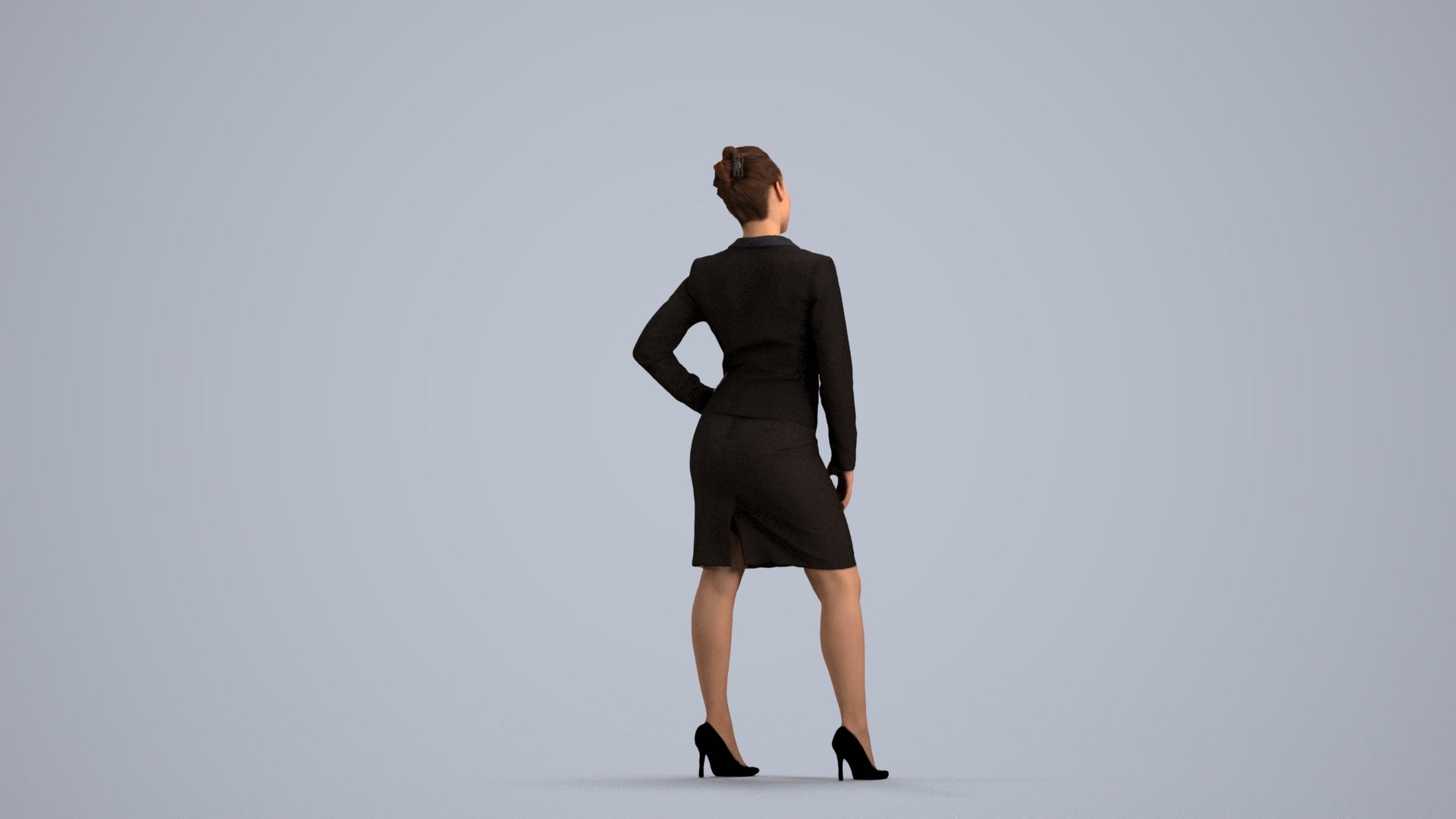 3D scanned woman business, photorealistic archviz people for Enscape and SketchUp, front view render