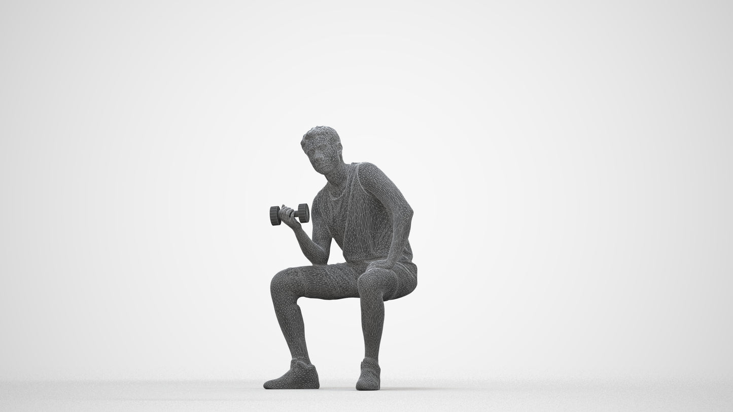 3D people model man sport, scanned human for 3ds Max rendering, wireframe back view