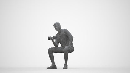 3D people model man sport, scanned human for 3ds Max rendering, wireframe back view