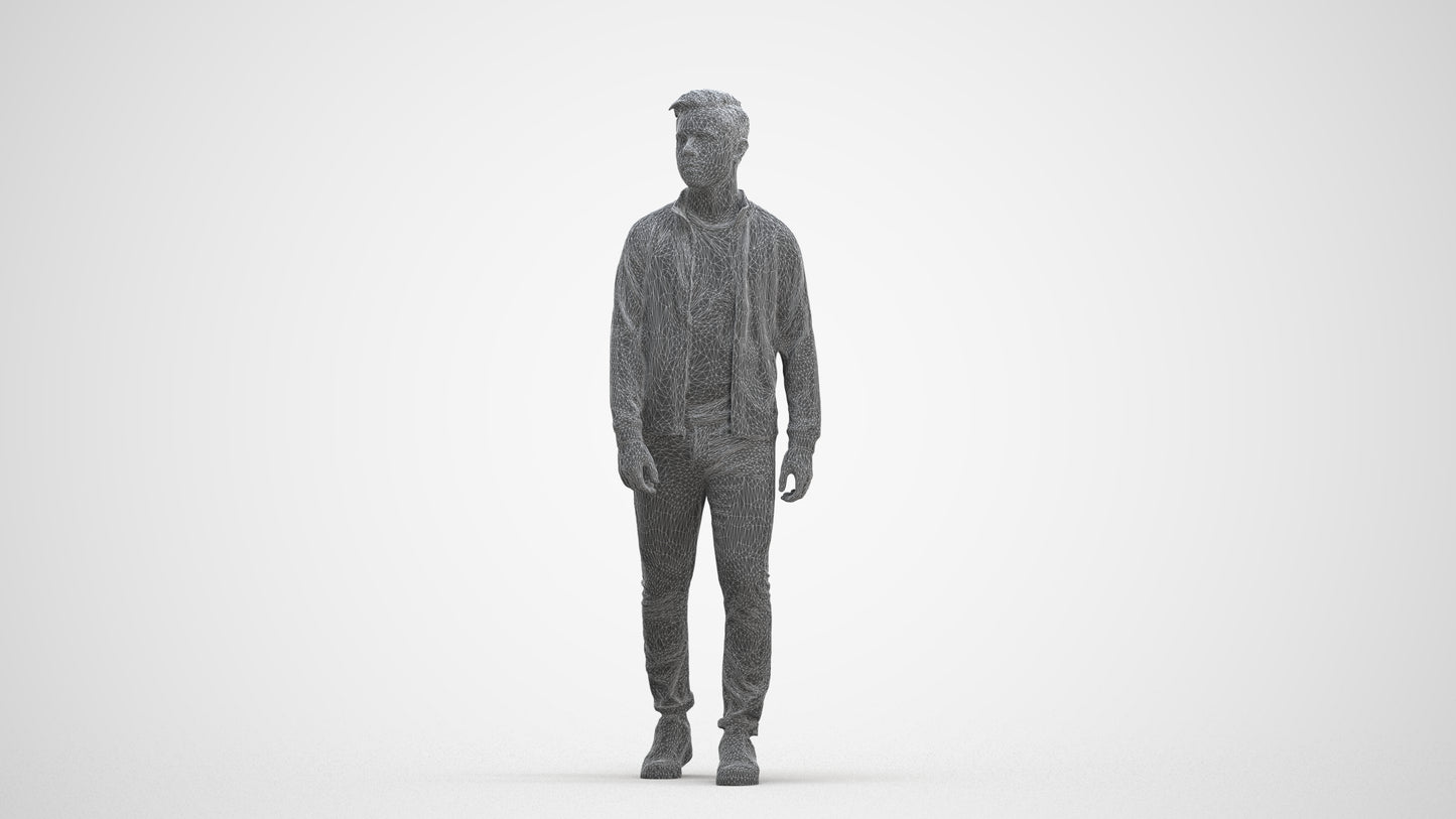 realistic 3D boy casual kids, scanned archviz people for Blender and 3ds Max, three-quarter front view render