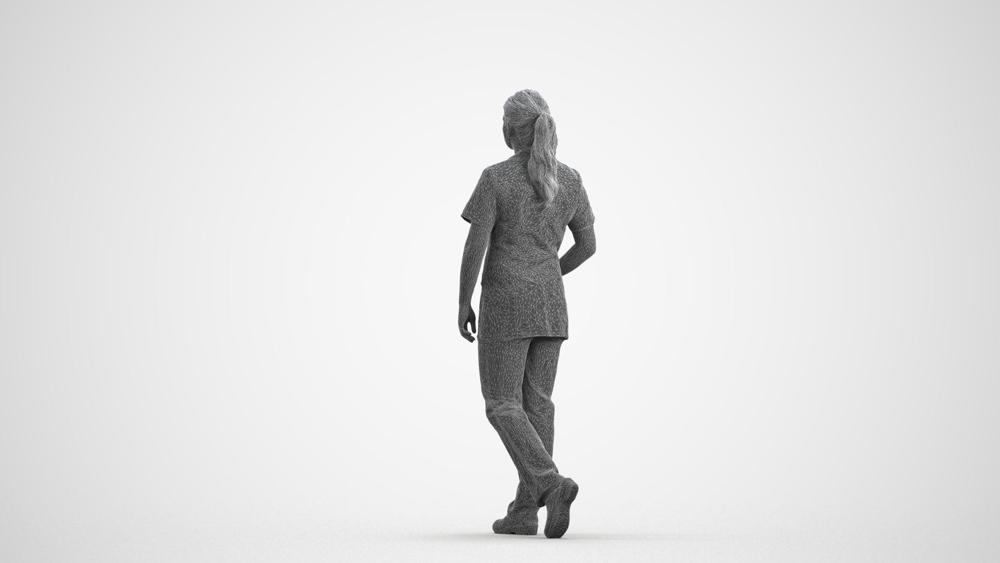 scanned 3D woman standing, photogrammetry people for Enscape and V-Ray, wireframe front view